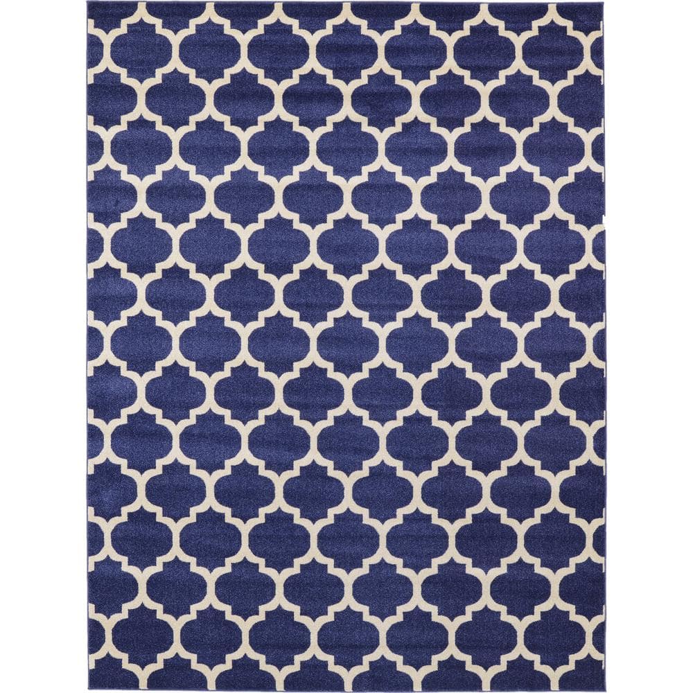 Unique Loom Trellis Philadelphia Navy Blue/Beige 9' 0 x 12' 0 Area Rug