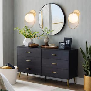 Natal 7.8 in. 1-Light Gold Modern Ring Frosted Opal Glass Globe Bubble Bathroom Vanity Light with Glass Shade