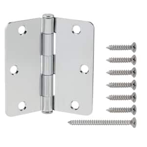 3-1/2 in. x 1/4 in. Radius Chrome Squeak-Free Door Hinge