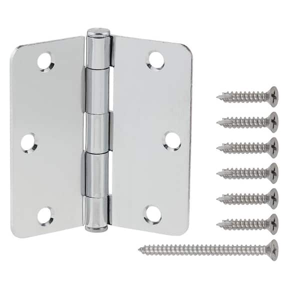 3-1/2 in. x 1/4 in. Radius Chrome Squeak-Free Door Butt Hinge