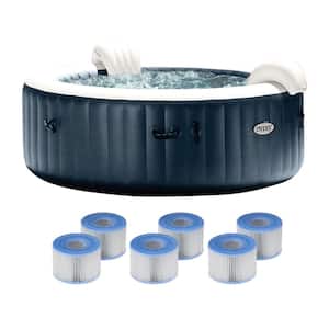 PureSpa Plus 6-Person Portable Inflatable Hot Tub Jet Spa w/6 Filter Cartridges