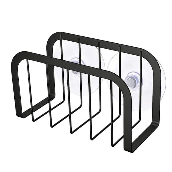 Sponge Holder with Dish Soap Holder for Kitchen Caddy and Kitchen Sink, Black (1-Pack)