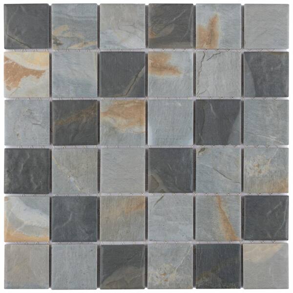 Merola Tile Ardesia Slate 11-5/8 in. x 11-5/8 in. Porcelain Mosaic Tile (9.6 sq. ft./Case)