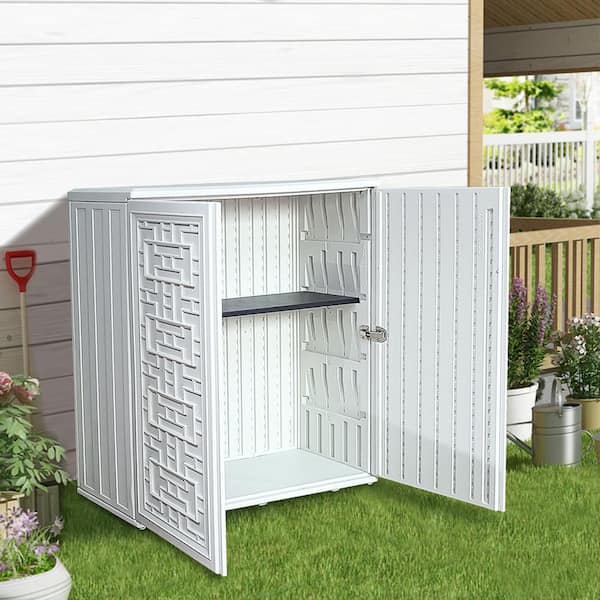 WELLFOR Off-White HDPE Outdoor Storage Shed (Common: 24-in x 46-in; Interior Dimensions: 20.5-in x 43.7-in) | KT0007AM