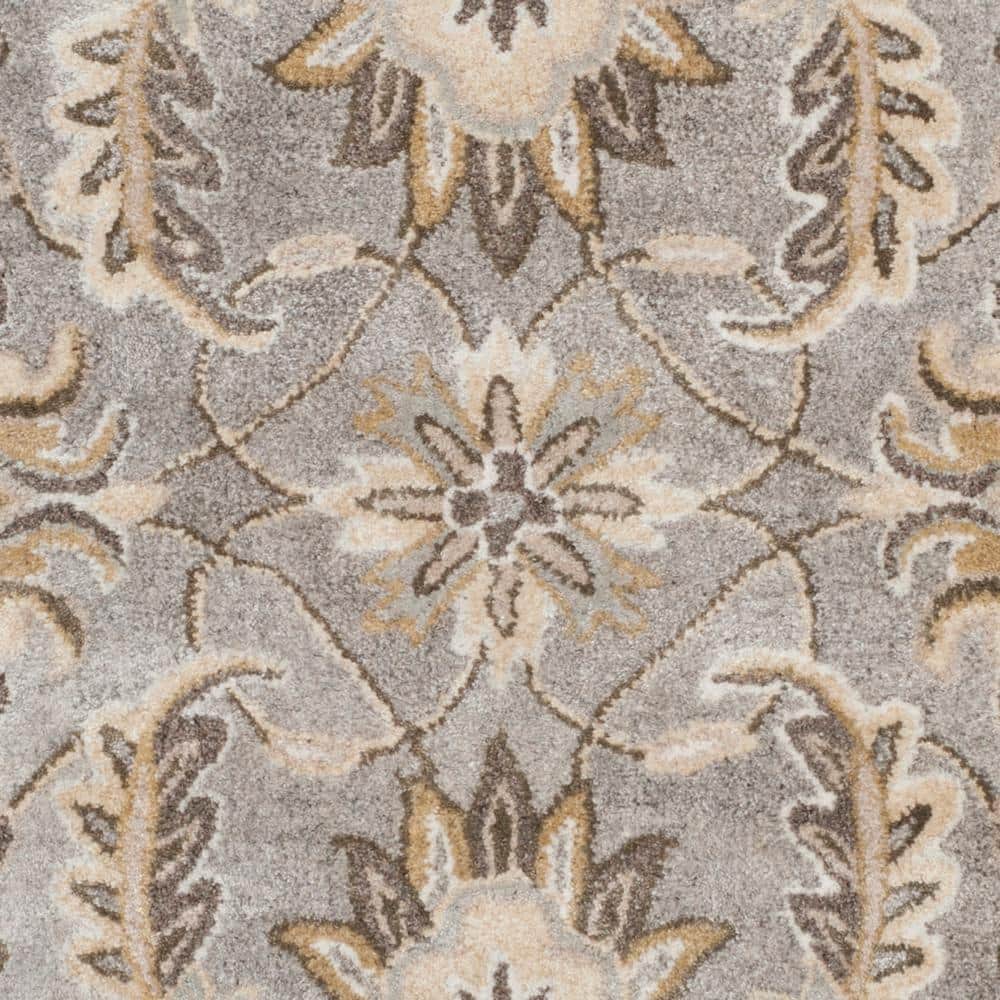Elegant Gray Floral Tufted Wool and Viscose 8' x 10' Area Rug