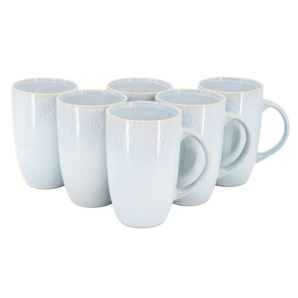 Meritage Jasper 6 Piece 22 Ounce Stoneware Tall Latte Cup Set in Ski Blue