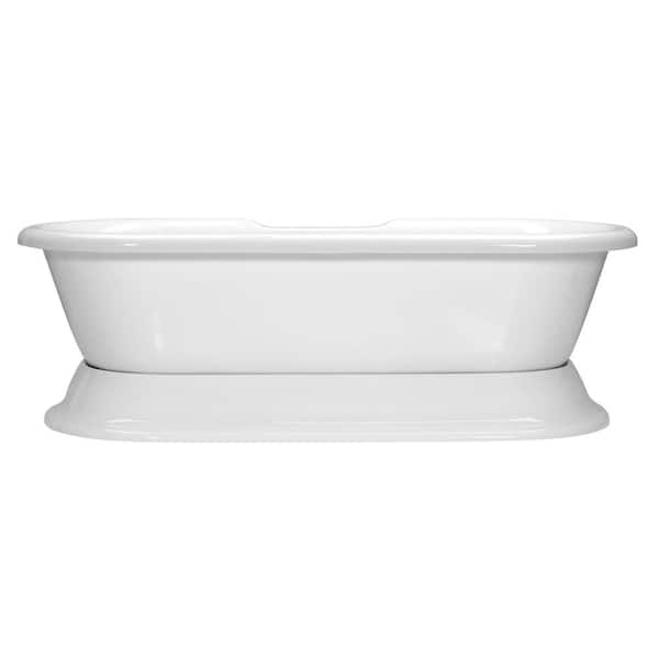 Serenity 72 in. x 36 in. Acrylic Center Drain Flatbottom Freestanding Bathtub in White