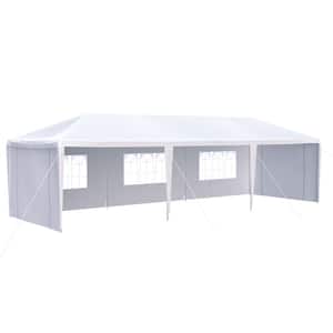 Anky 10 ft. x 30 ft. White Wedding Party Canopy Tent Outdoor Gazebo with 5 Removable Sidewalls