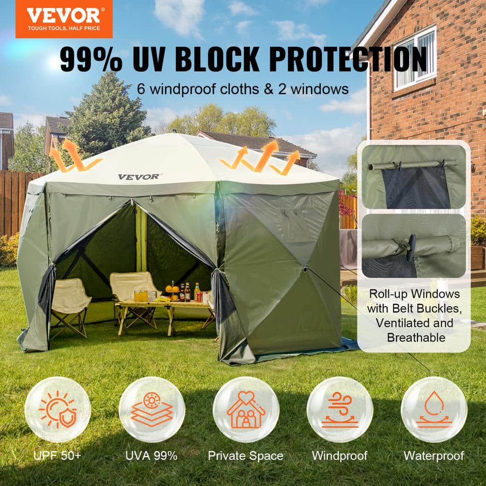 Vevor 12x12 ft Gray Hexagon Folding Canopy Gazebo