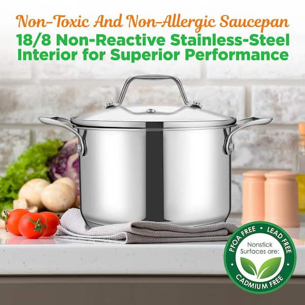  NutriChef 8 Quart Stainless Steel Cookware Stockpot - Heavy  Duty Induction Pot, Soup Pot With Lid - NCSP8: Home & Kitchen