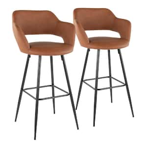 Margarite 29 in. Brown Faux Leather Upholstery Bar Stool (Set of 2)