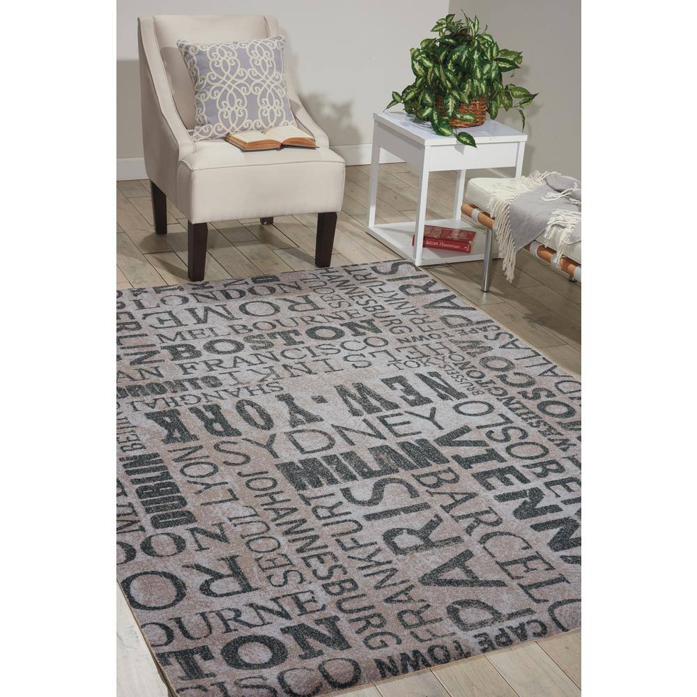 Graphite Rectangular Synthetic Flat Woven Area Rug