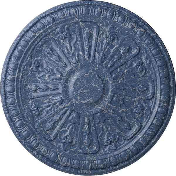 Ekena Millwork 18 in. x 1-1/4 in. Raymond Urethane Ceiling Medallion (Fits Canopies upto 5-3/8 in.) Hand-Painted Americana Crackle