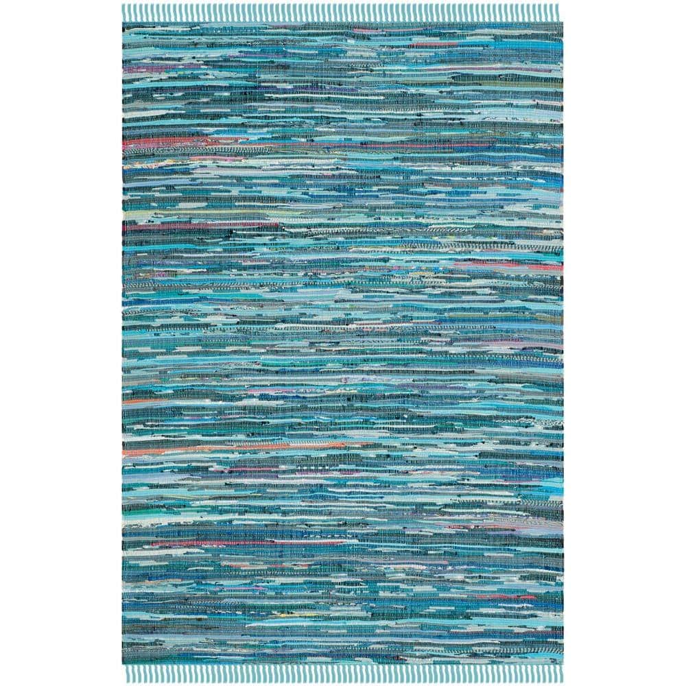 Blue Multicolor Handwoven Wool Cotton 4' x 6' Area Rug