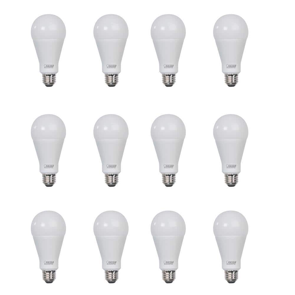 Feit Electric 300-Watt Equivalent A23 Non-Dimmable High Brightness Frosted E26 Medium Base LED Light Bulb Bright White 3000K (12-Pack)