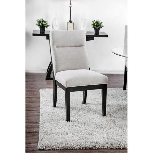Benjara 38 in. H Black and Gray Wooden Side Chair with Fabric Upholstered (Pack of Two)