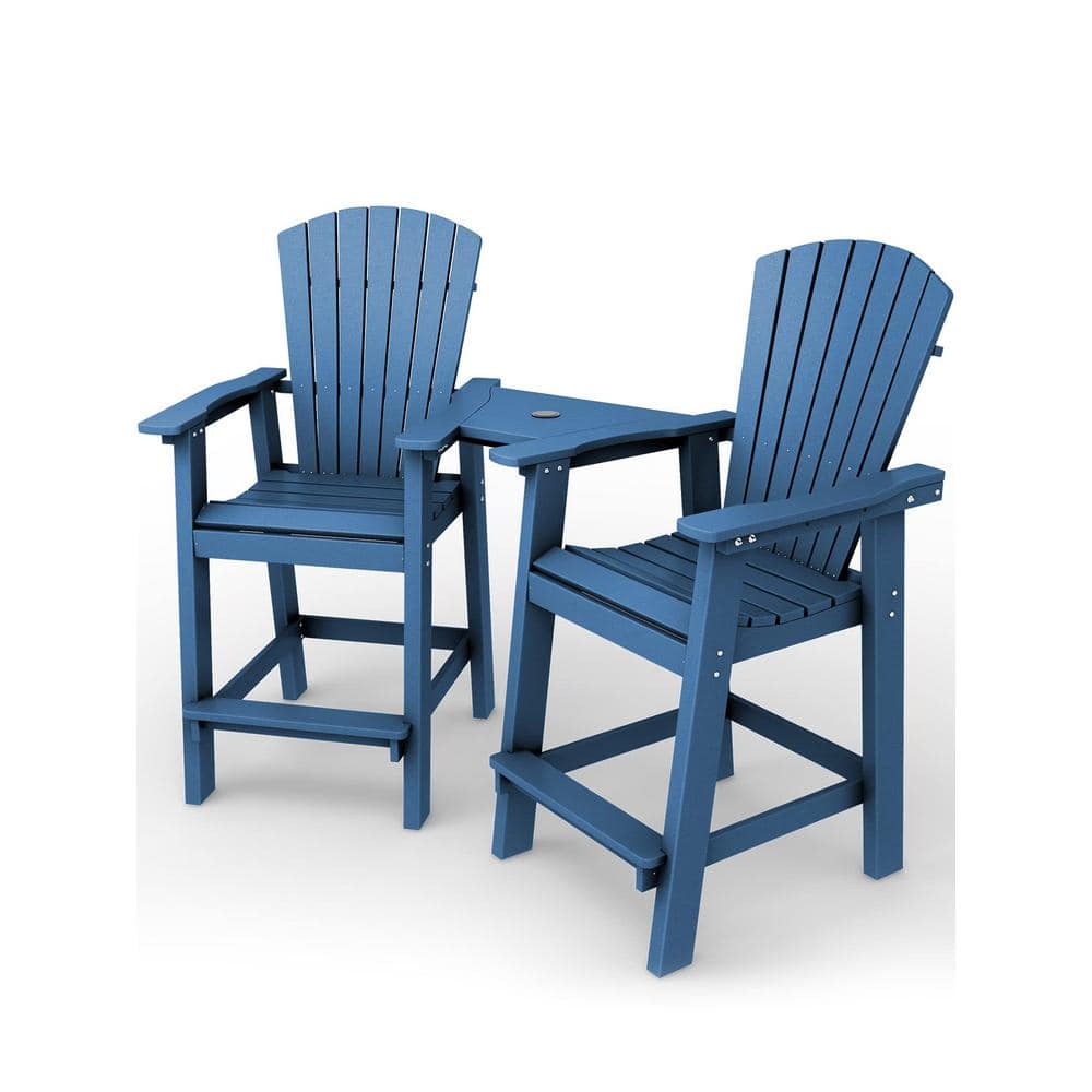Tall Plastic Adirondack Chair (2-Pack) Outdoor Adirondack Barstools with Co