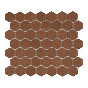 Moroccan Concrete Terra Cotta 10 in. x 11 in. Glazed Ceramic Hexagon Mosaic Tile (9.72 sq. ft./Case)
