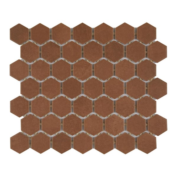 Marazzi Moroccan Concrete Terra Cotta 10 in. x 11 in. Glazed Ceramic Hexagon Mosaic Tile (9.72 sq. ft./Case)