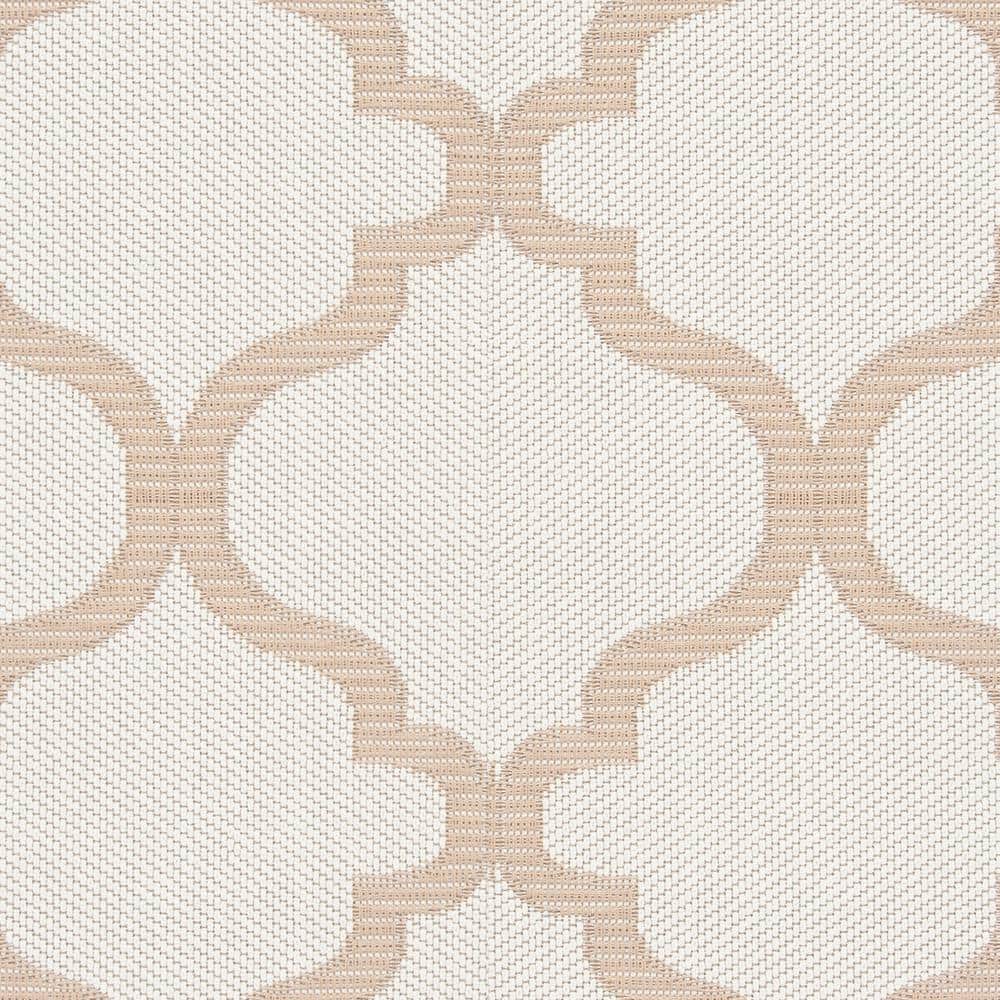 Ivory Beige Geometric Square Indoor Outdoor Rug 6'7"