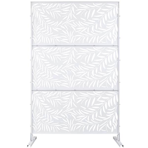 6.33 ft. x 4 ft. Privacy Fence Screen White Steel for Garden Fence