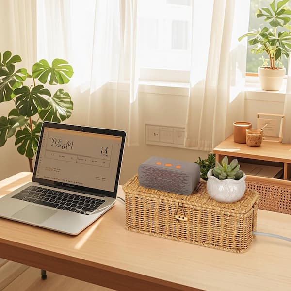 Kabelmanagement Box Rattan Optik - 33x15x13cm Für TV PC Router