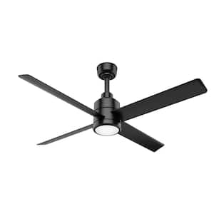 Trak 6 ft. Indoor/Outdoor Black 120V 2500 Lumens Industrial Ceiling Fan with Integrated LED and Remote Control Included