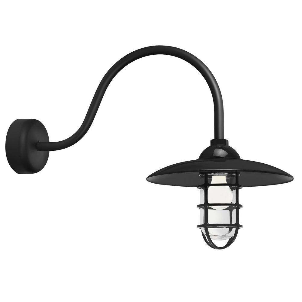 Troy Rlm Retro Industrial 23 In Arm 1 Light Black Clear Glass Lens Outdoor Wall Mount Sconce Rid13mbk2ll23 The Home Depot