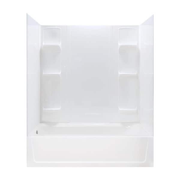 MUSTEE Durawall 60 in. L x 32 in. W x 73.75 in. H Rectangular Tub/ Shower Combo Unit in White with Left-Hand Drain