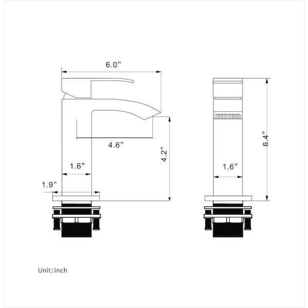 Single Handle Bathroom Faucet, Waterfall Single Hole Square