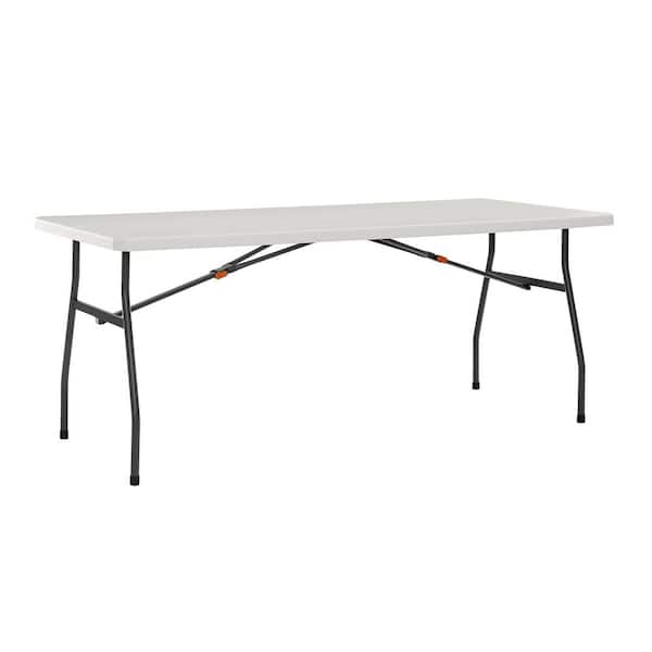 HDX 6 ft. Almond Resin Top Rectangular Fold in Half Utility Table