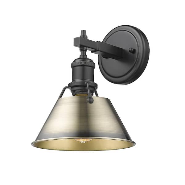 Golden Lighting Orwell 7.5 in. 1-Light Matte Black and Aged Brass Wall Sconce