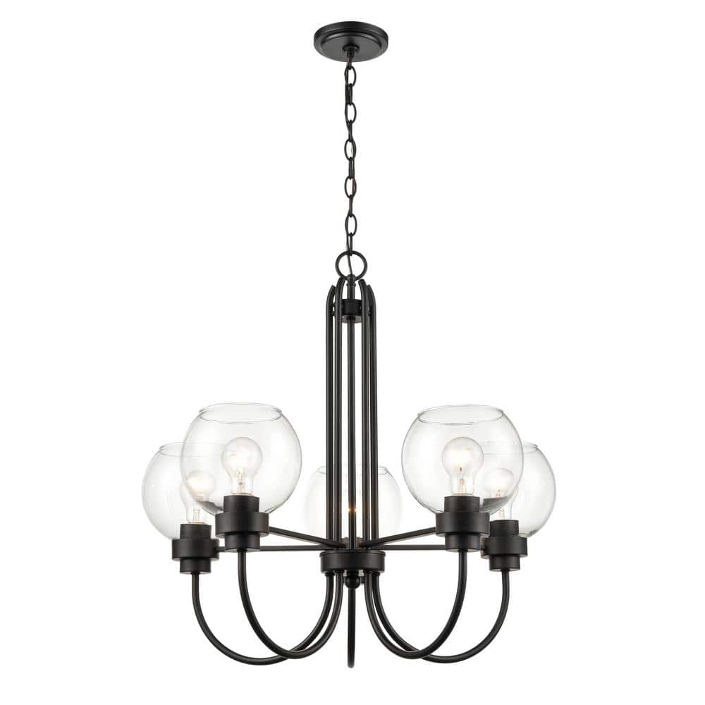 27.5 in. 5-Light Matte Black Chandelier