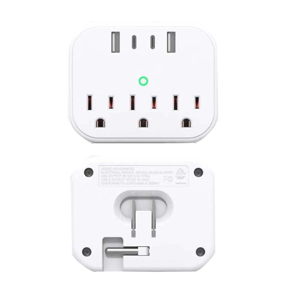 3-Outlet Power Strip Non Surge Protector, Travel Plug Adapter with 4 USB (2