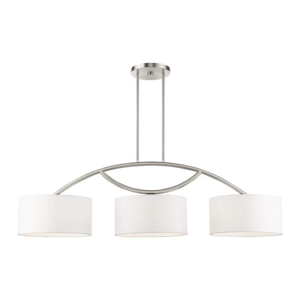 Mercury 3-Light Brushed Nickel Linear Chandelier with Off-White Shade price history on PriceWatchPro