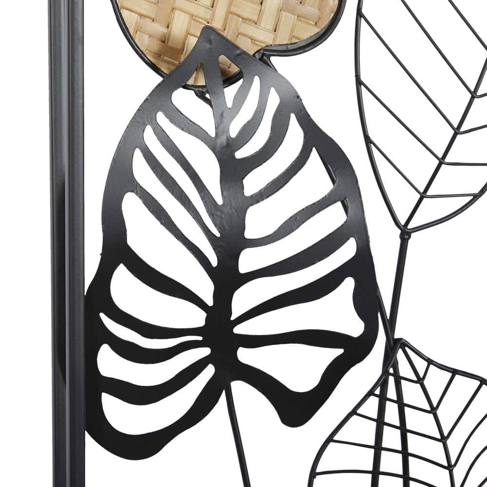 Black Metal and Reed Leaf Wall Decor Set of 2