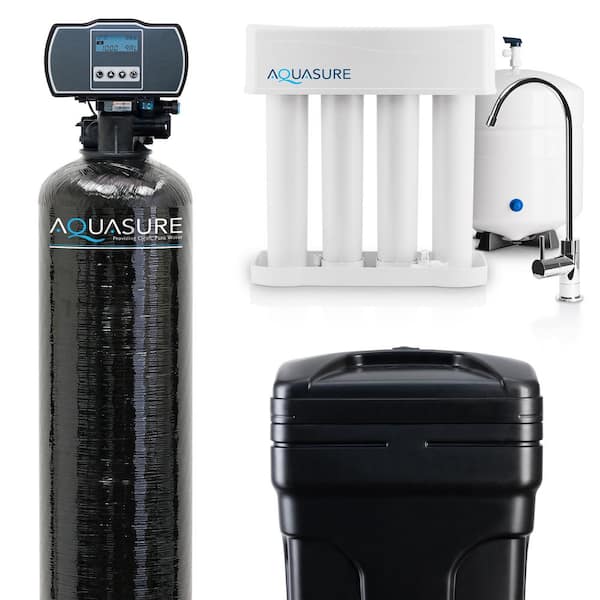 AQUASURE Whole House Water Softener/Reverse Osmosis Drinking Water Filter Bundle (32,000 Grains)