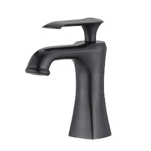Modern Single Handle Single Hole Bathroom Faucet with Hot/Cold Indicator, Rust-Proof, Stainless Steel in Bronze