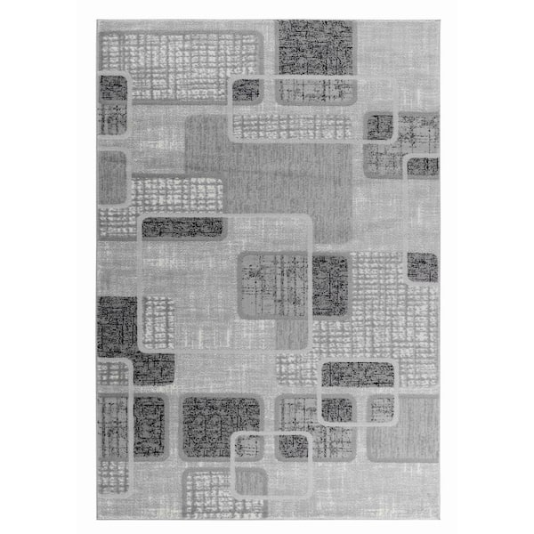 Rug Branch Sakarya Collection Grey Black 7 ft. x 10 ft. Geometric Modern Abstract Indoor Area Rug