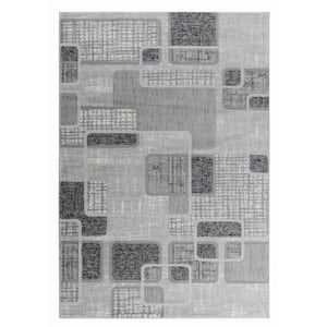 Sakarya Collection Grey Black 8 ft. x 11 ft. Geometric Modern Abstract Indoor Area Rug