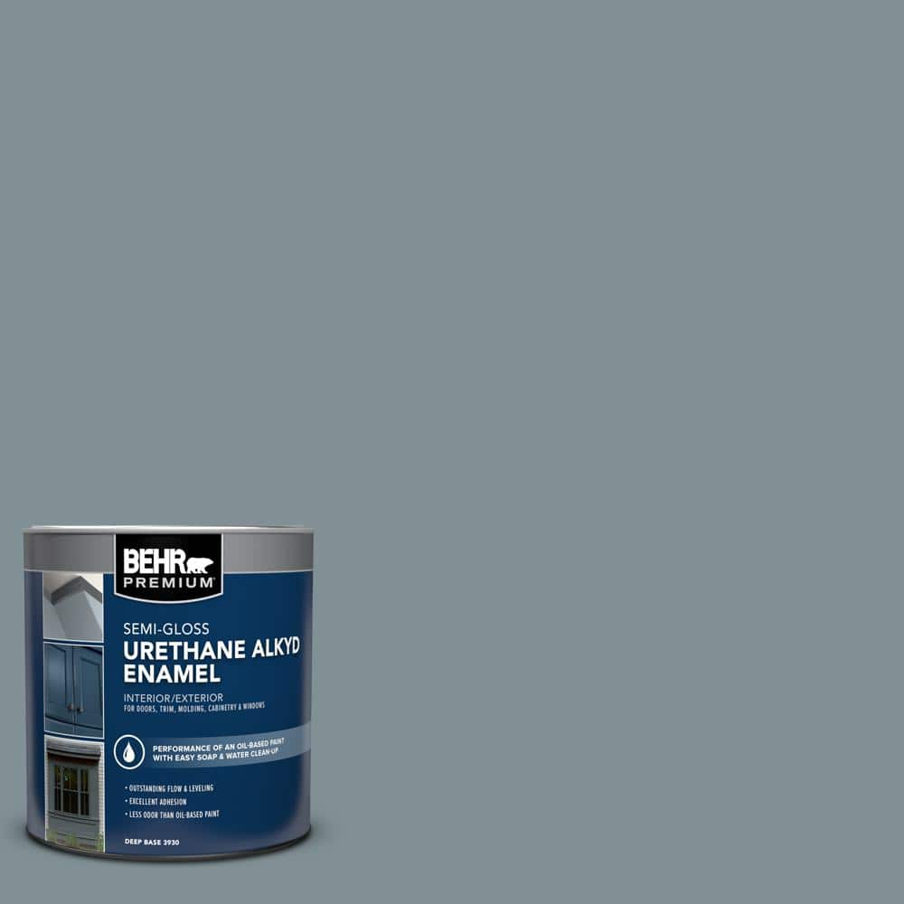 BEHR PREMIUM 1 qt. #740F-4 Dark Storm Cloud Urethane Alkyd Semi-Gloss ...