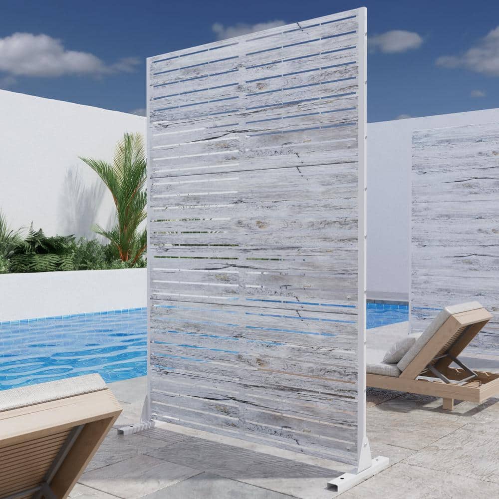 Veneer 72 in. Galvanized Metal Outdoor Privacy Screens Outdoor Garden Fence in White price history on PriceWatchPro