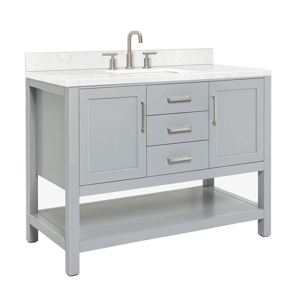 Bayhill 48" Gray Wood Single Vanity with Quartz Top