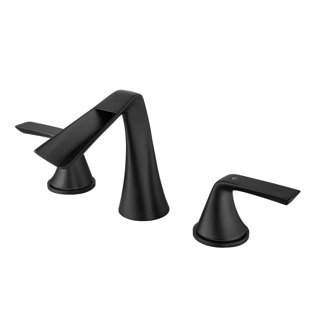 8 in. Widespread Double Handle Bathroom Faucet in Matte Black (1-Pack) -  FORCLOVER, HAT-BF19-MB