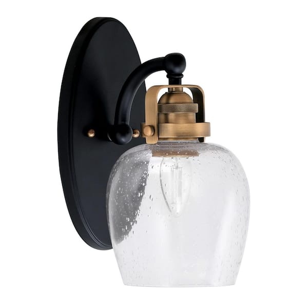 Unbranded Decatur 1-Light Matte Black and Brass Wall Sconce