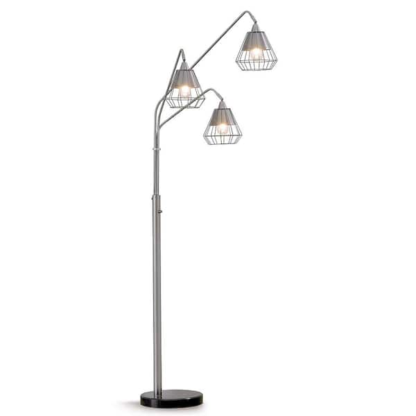 Light Led Dimmable Arch Floor Lamp, Retro 3 Light Floor Lamp