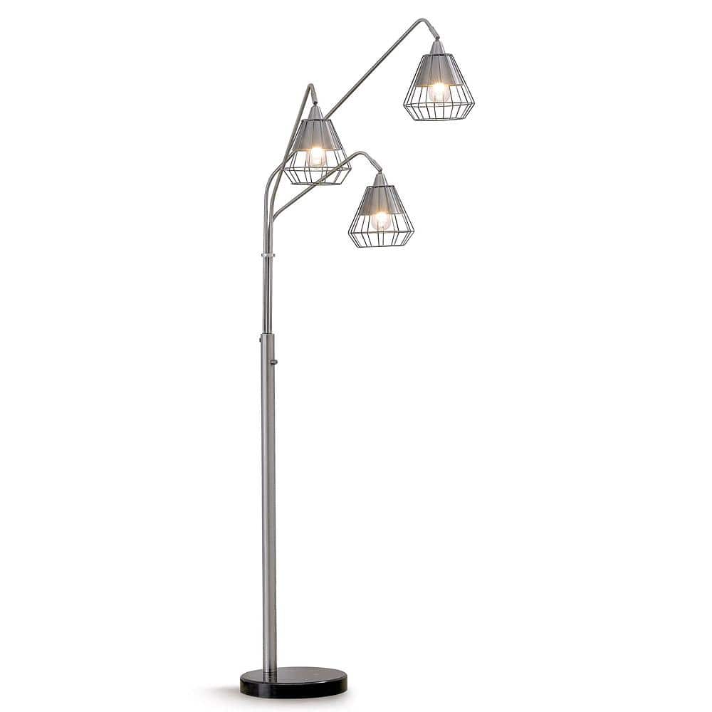 HomeGlam Midtown 84 in. H Brushed Metal Finish 3-Light LED Dimmable Arch Floor  Lamp with Vintage LED Bulbs HG8531BM The Home Depot