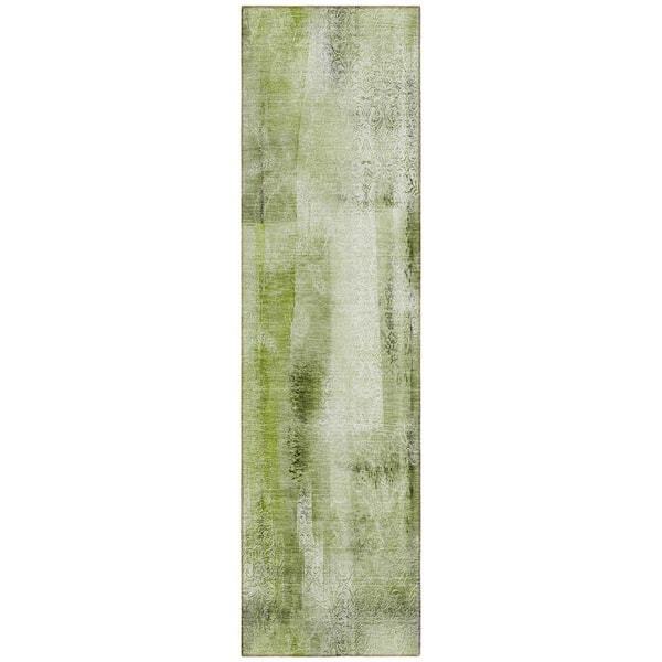 Sage 2 ft. x 8 ft. Woven Border Polyester Runner Indoor/Outdoor Area Rug