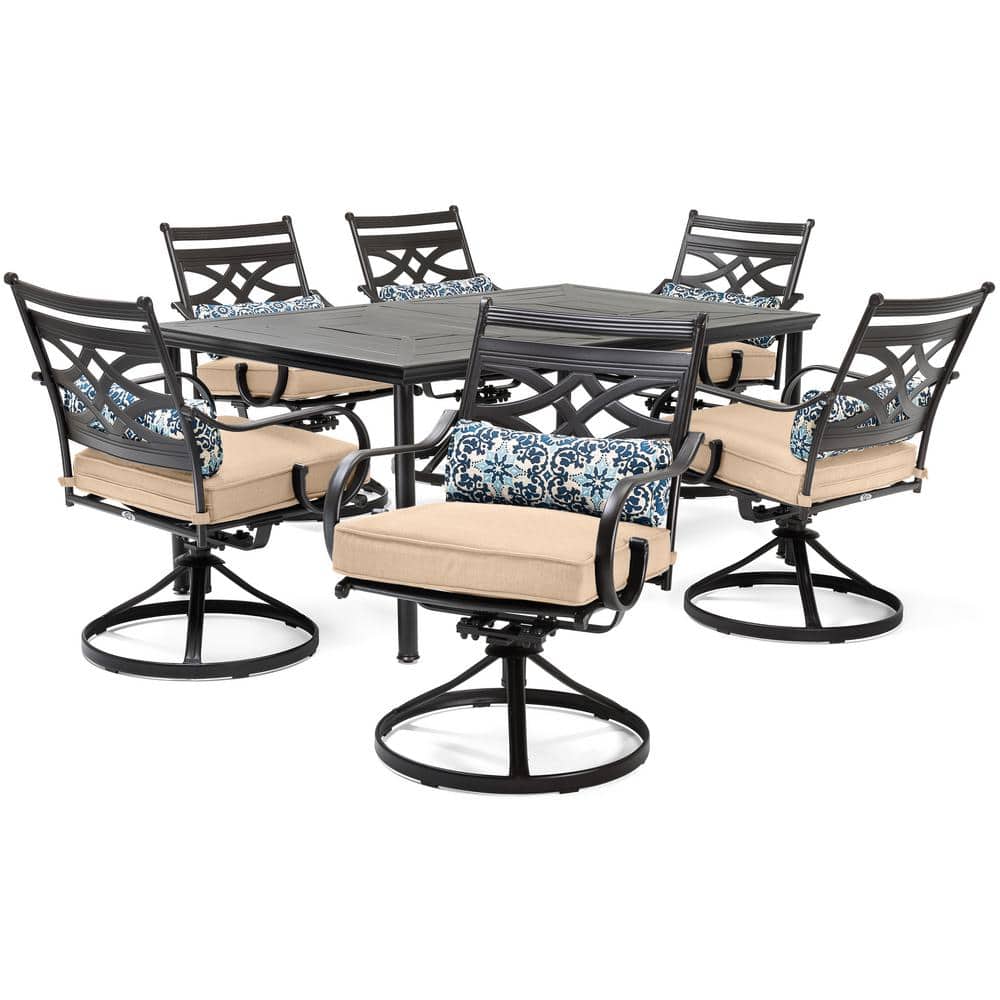 Montclair 7-Piece Black and Tan Steel Outdoor Dining Set