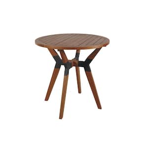 Round 30 in. Eucalyptus and Metal Outdoor Bistro Table